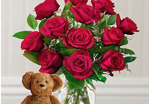 Dozen Roses with a Bear