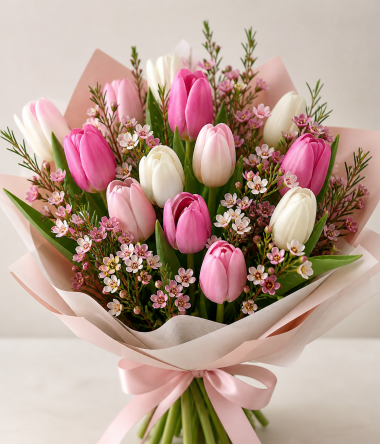 Tulip and Wax Flowers