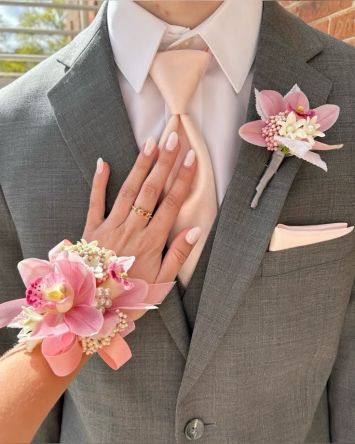 Blush Bond Orchid Corsage & Boutonniere Pair